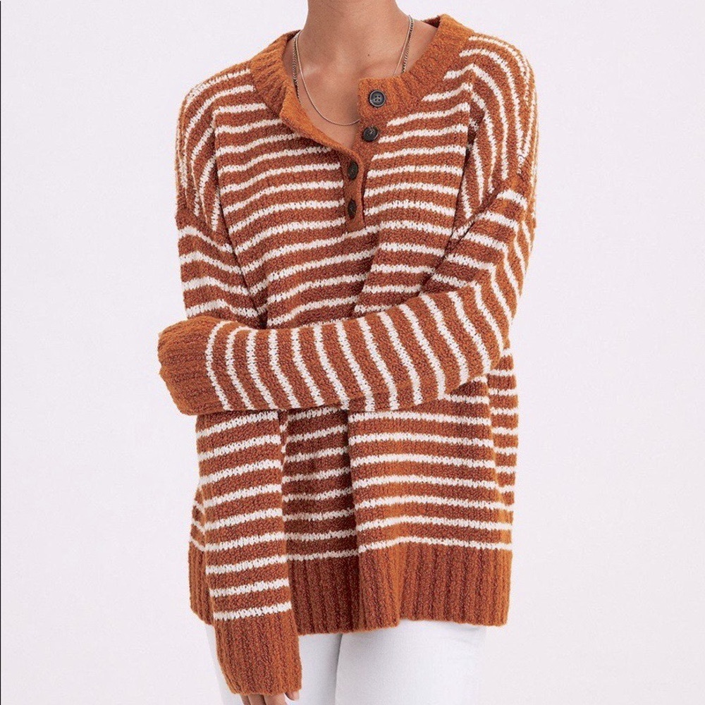 American eagle striped henley pullover sweater